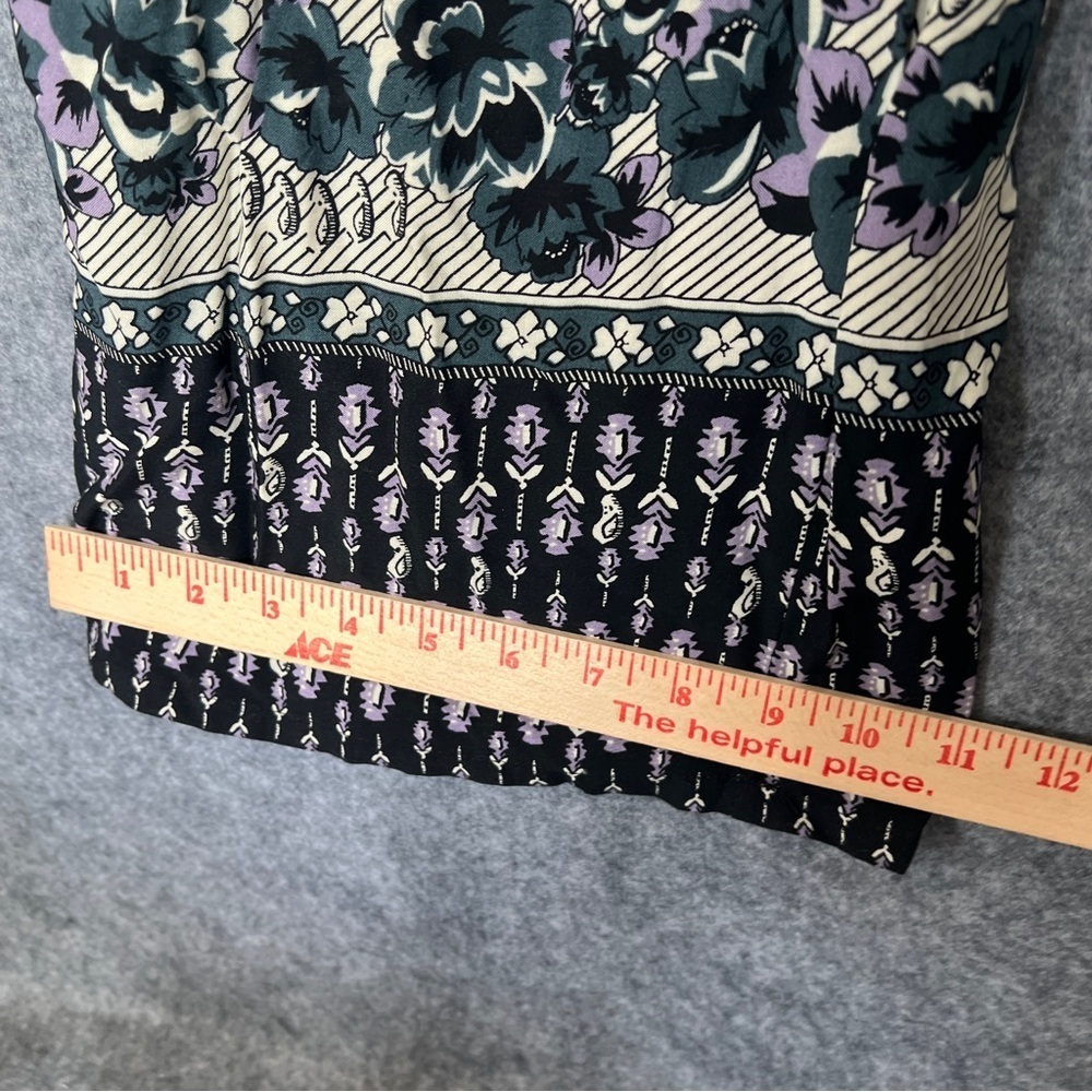 MIMI CHICA Jumpsuit Sleeveless Rayon Floral Black Purple Blue Cream Size Medium - Picture 8 of 12